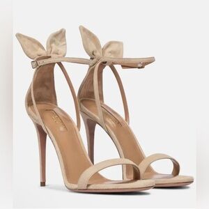 Aquazzura Bow Tie Suede Sandals